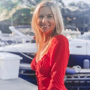 Free People Red Long-Sleeve Blouse